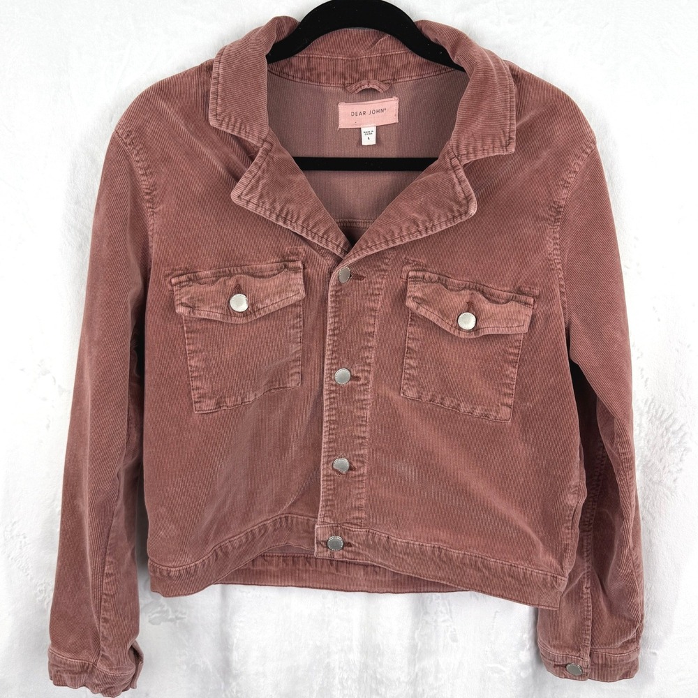 Dear John Dusty‎ Rose Corduroy Jacket Stretch Fitted Indie Western Chic Size L - Picture 3 of 9